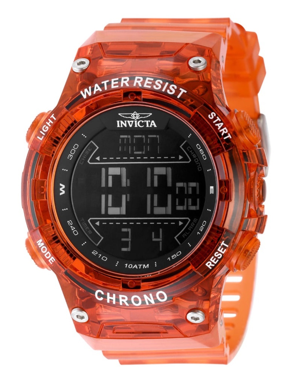 Invicta Racing Burnout Digital Men's Watch - 52mm. Transparent, Orange (49046)